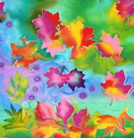 Herbstblätter, Seidenmalerei