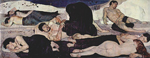 Die Nacht, 1889-1890, Ferdinand Hodler, Öl auf Leinwand, 116,5 × 299 cm, Kunstmuseum Bern