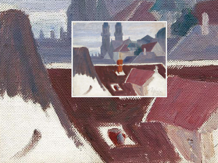 einfache Grundtechnik, unvollendetes Ölbild von Egon Schiele