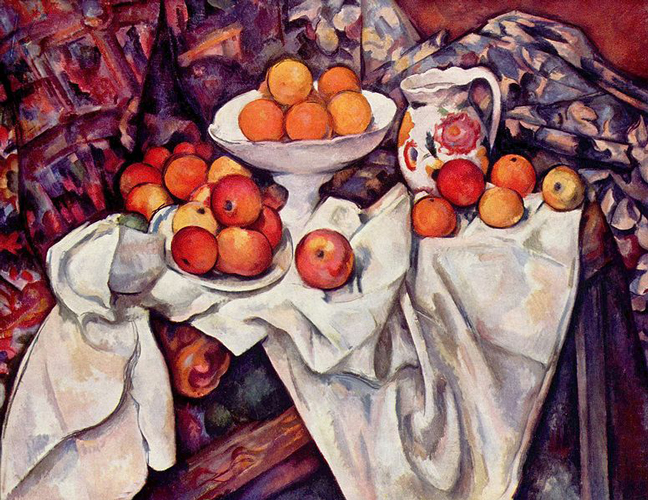 Stillleben von Cezanne in der Ölmalerei-Grundtechnik gemalt