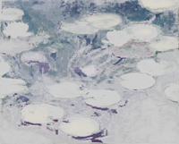 Untermalung auf grauer Grundierung, nach den Seerosen von Claude Monet